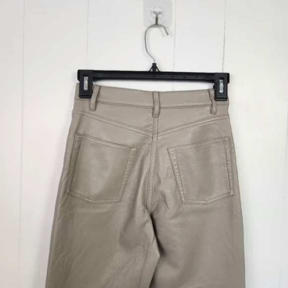 Wilfred Aritzia Faux Vegan Leather Melina Pants High Rise Straight Leg Tan Xs - Picture 5 of 7